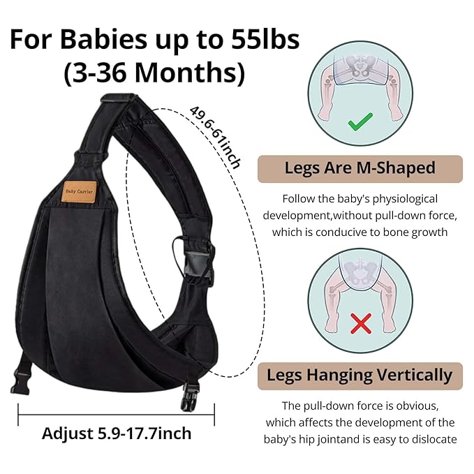 Baby Sling Carrier,Baby Carrier Newborn to Toddler Carrier Essentials Safety Non-Slip Baby Half Wrapped Sling Hip Holderr Carrying 8-35lbs(Black)