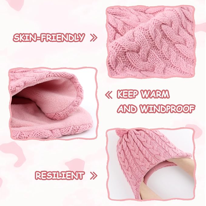 Duoyeree Kids Beanie Hat for Boys Girls Pom-pom Kint Hats Cozy Lining Winter Skull Cap