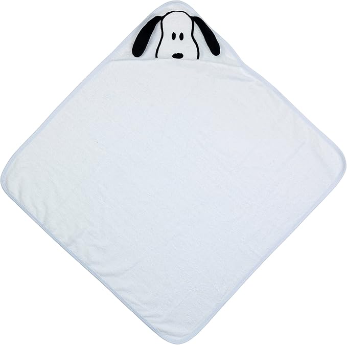 Lambs & Ivy Snoopy Baby/Infant Cotton Hooded Bath Towel - White