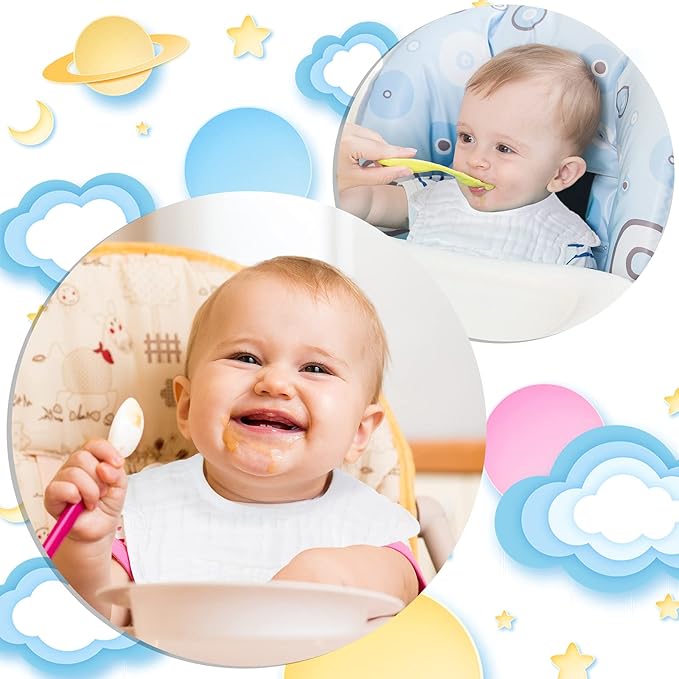 Geyoga 10 Pcs Baby Bibs 360° Rotate Baby Bandana Muslin Drool Bibs Petal Bibs Burp Gauze Cloths Absorbent Bib