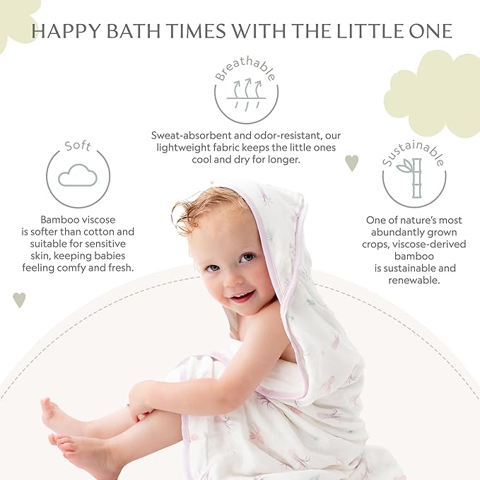 Bamboo Viscose Baby Hooded Towel & Washcloth Set for Babies and Toddlers, Soft & Absorbent, 70% Viscose from Bamboo, 30% Cotton Muslin - Imported (Octopus)