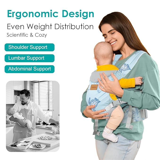 Baby Carrier, Ergonomic Adjustable Toddler Carriers for 7-33 Lbs, Cozy Lightweight Infant Carrier with Neck Support, Baby Chest Carriers with Lumbar Support for Parents (3-36 Months)
