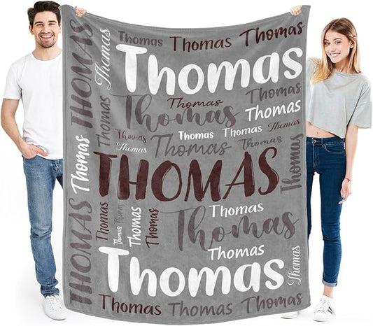 Personalized Custom Baby Blanket with Name for Girls Boys Kids Customized Flannel Blanket for Bed Nursery Room Baby Stroller