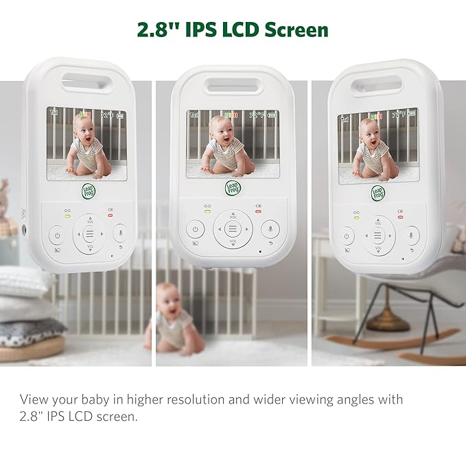 LeapFrog LF2513 Baby Monitor, 2.8" IPS LCD Screen, Pan-Tilt-Zoom, 1000ft Range, Night Vision, Soothing Lullabies, Night Light, 2-Way Audio,Temperature Sensor, Secure Transmission No WiFi