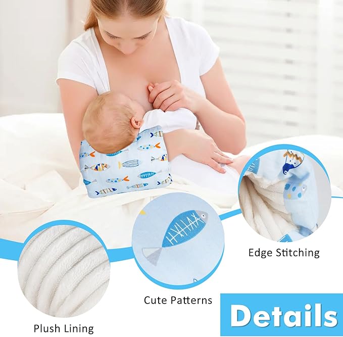 Nursing Arm Pillows for Breastfeeding,Baby Feeding Arm Pillow Portable and Washable for Travel, Soft Cotton Ergonomic Bottle Nursing Essentials（Colorful Little Fish）