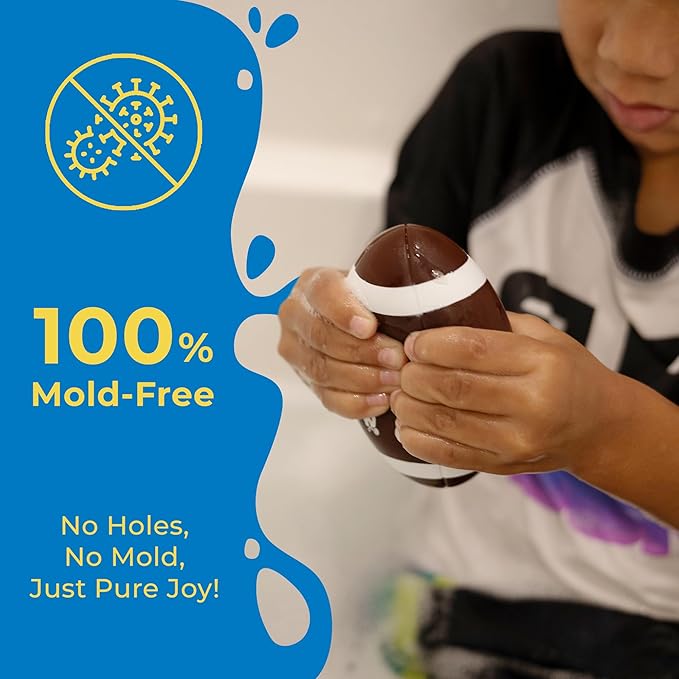 SplashEZ Baby Sports Bath Toys | Mold Free Bath Toys for Kids & Toddlers with No Hole for Water | Balls Set Ideal Size for Little Hands | Safe, Durable for Baby Tub Pool Fun for Boys Girls Ages 0 & Up