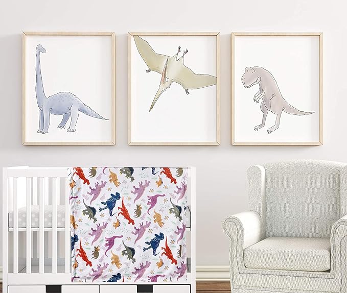 Baby Blanket, Soft Minky Warm Blanket for Boy or Girl, Receiving Blanket with Double Layer Dotted Backing for Newborns Nursery Stroller Toddlers Crib Bedding (30 x 40 Inch) Dinosaur