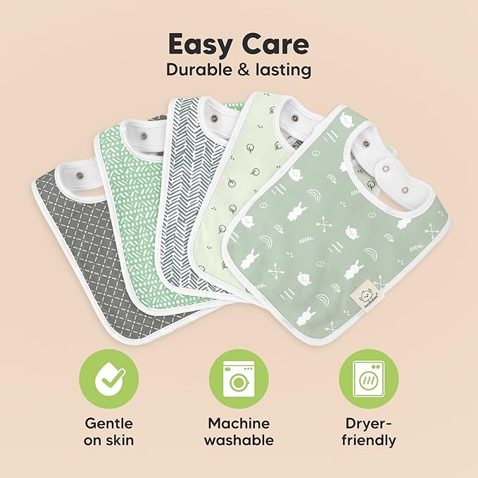 KeaBabies 8-Pack Organic Baby Bibs for Boys, Girls - Super Absorbent Cotton Drool Bibs for Baby Girl & Boy, Teething Toddler, Drooling Newborn, Ultra Soft & Machine Washable (Nordic)