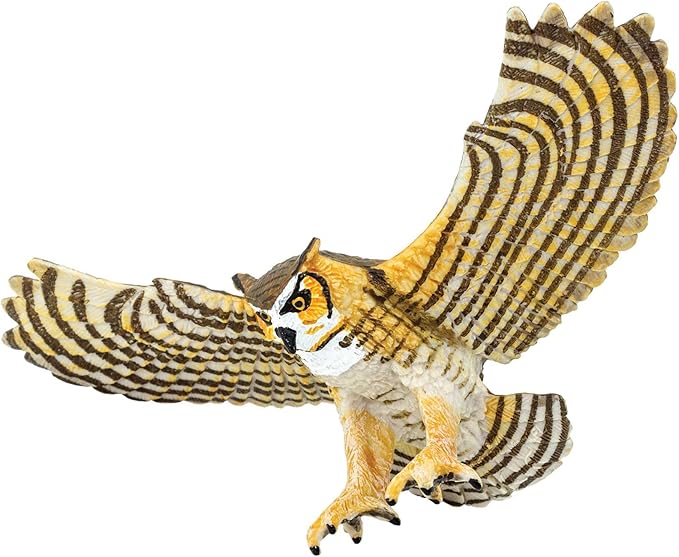 Safari Ltd. Great Horned Owl Figurine - Detailed 5.5" Plastic Model Figure - Fun Educational Play Toy for Boys, Girls & Kids Ages 3+