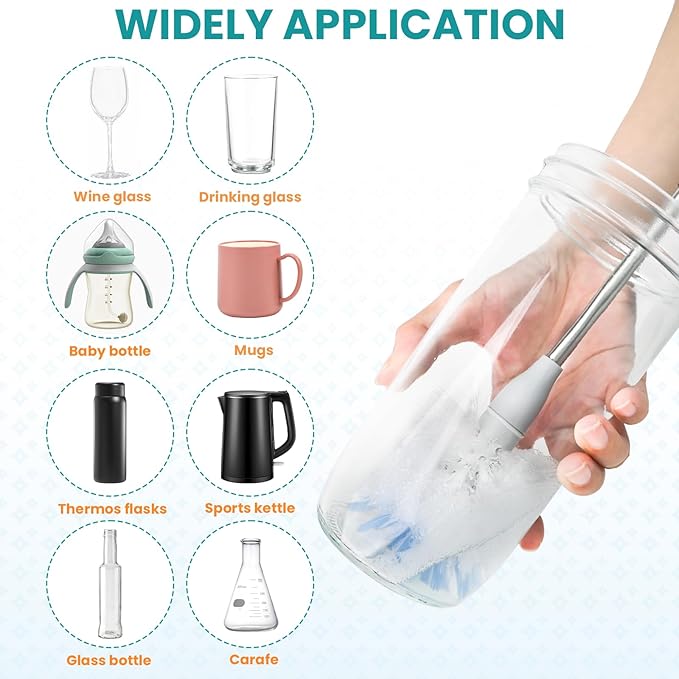 Bottle Brush Refills for OXO Stainless Steel Bottle Brush Only, 4 Pack Bottle Brush Replacement Head for Clean Water Bottle, Baby Bottle, Glasswares, Mugs