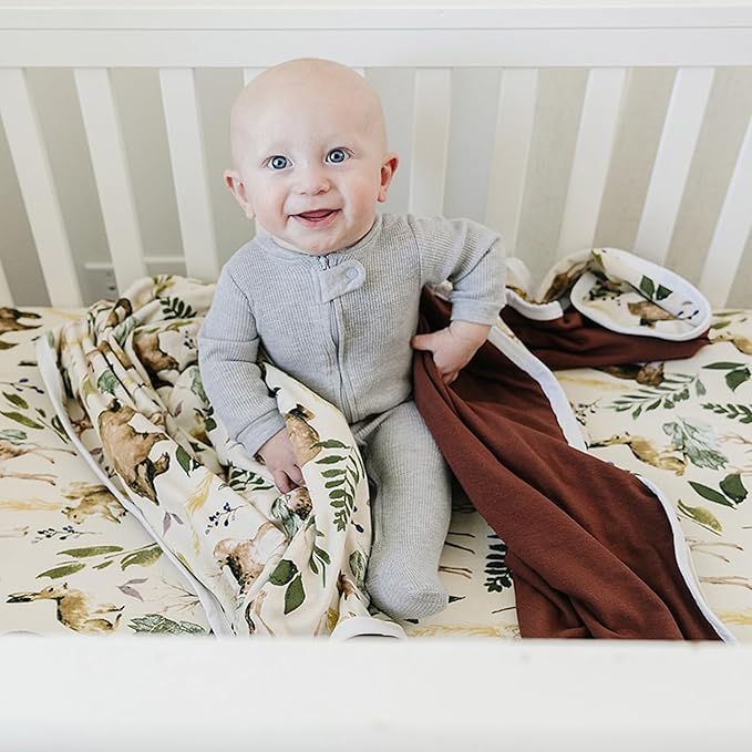 Pobibaby Soft Neutral Baby Blanket - Comfortable Premium Cotton Toddler Quilt, Ideal for Boys and Girls - Perfect Baby Boy, Baby Girl Toddler Blanket - Warm, Soft Baby Blankets (Wildlife Animal)