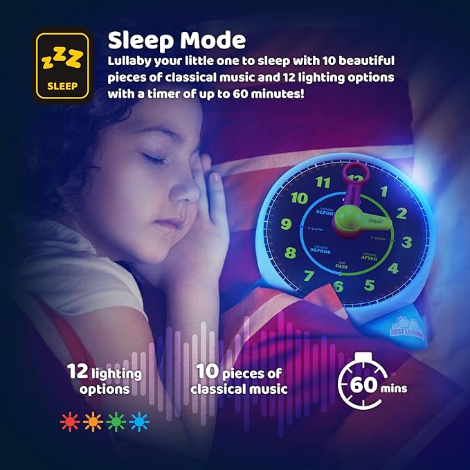 BEST LEARNING Learning Clock - Educational Talking Learn to Tell Time Teaching Toy with Quiz and Music Sleep Mode - Toddlers & Kids Ages 3, 4, 5, 6 Years Old Boy and Girl Birthday Present