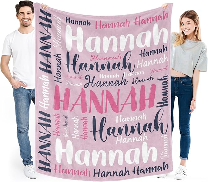 Personalized Custom Baby Blanket with Name for Girls Boys Kids Customized Flannel Blanket for Bed Nursery Room Baby Stroller