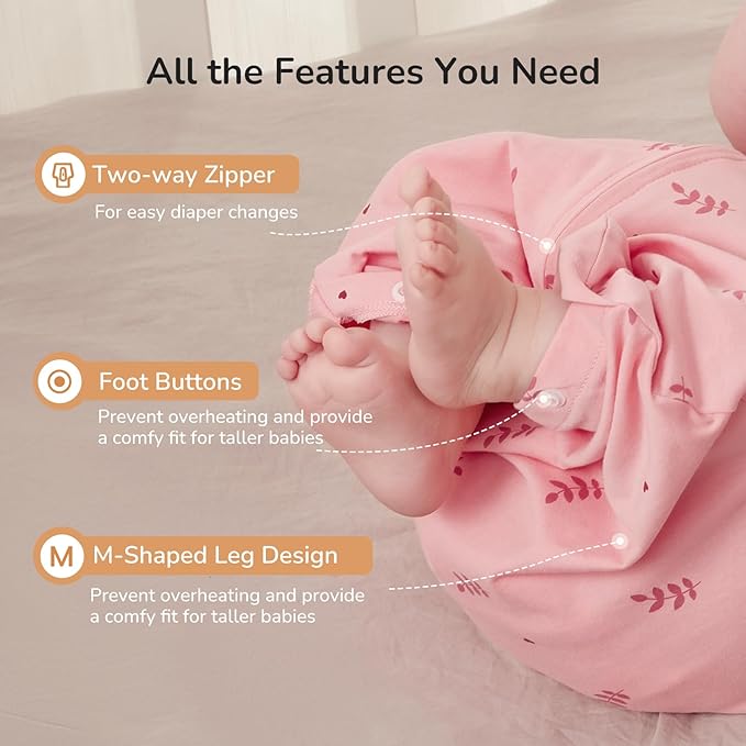 KIDIRA Swaddle for Newborns, Baby Swaddles 0-3 Months 5-13lb, Swaddle Sleep Sack 0-3 Months Newborn with Moisture-Wicking Fabric, Promotes Healthy Hip Development, 2-Way Zipper, 1Pack (Pink Print)