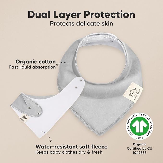 8-Pack Organic Baby Bandana Bibs for Boys, Girls - Super Absorbent Triangle Baby Bibs for Drooling and Teething Infant, 100% Cotton Extra Soft for Newborn, Infant 0-36 Months (Hunter)