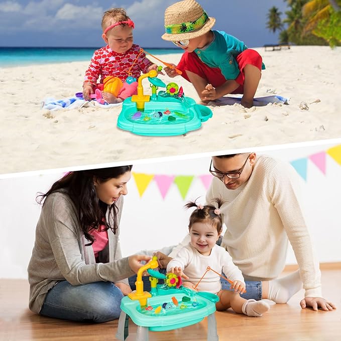 Kids Play Sink with Running Water, Mini Water Table, Water Toys, Upgraded Faucet and Play Dishes, Children Electric Dishwasher Playing Toy, Kitchen Sensory Toy Sets for Girls and Boys