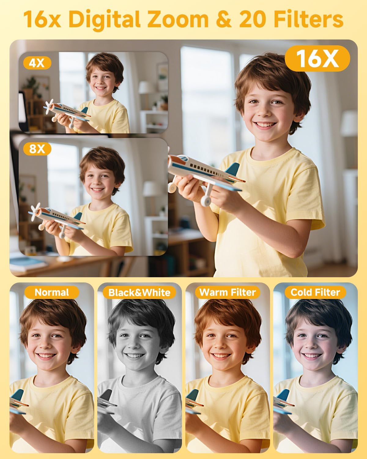 Digital Camera, 44MP FHD 1080P Camera for Kid with 16X Zoom Anti Shake, Compact Small Camera with 32GB SD Card, Digital Camera for Teens for Teens Girls Kids Adults(Black)