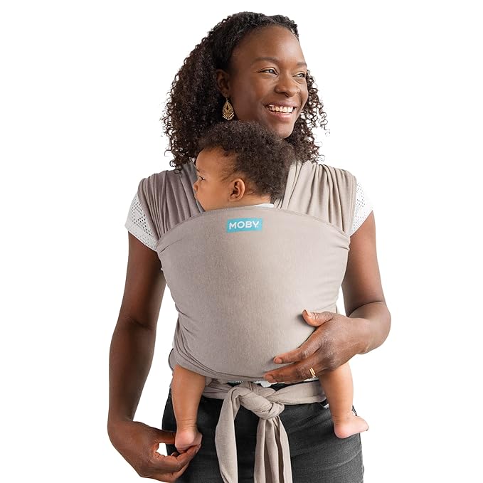 Moby Baby Wrap Carrier Element for Newborns to Toddlers (8-33lbs), Infant Sling Carrier, Ultra Lightweight & Hands Free Design, Adjustable for All Body Types (Taupe)