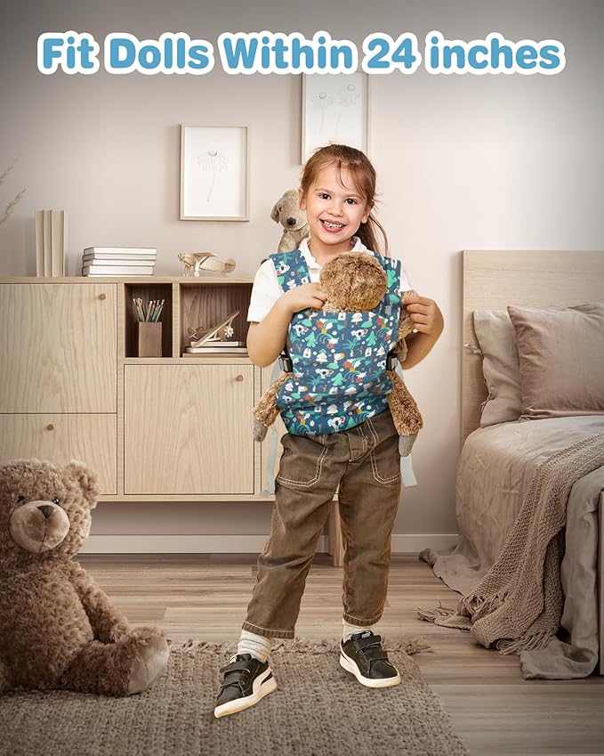 Lictin Baby Doll Carrier, Front and Back Doll Accessories Carrier for Little Girls, with Adjustable Straps for Stuffed Animal Reborn Baby Doll