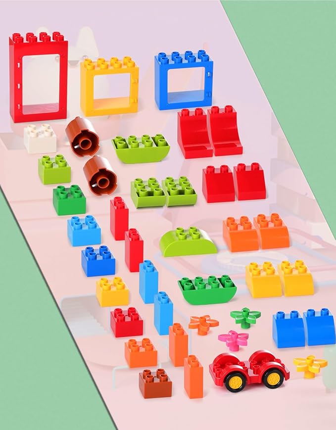 EP EXERCISE N PLAY Large Building Blocks Set Classic Big Size Bricks STEM Educational Toys for Toddlers 1-3 Years Compatible with Major Blocks, Ideal Gift for Pre-School Boy Girl Ages 3+