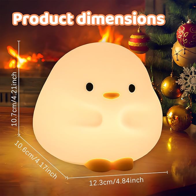 Cute Duck Night Light for Kids,Duck Squishy Lamp for Girls,Super Cute & Soft Touch Silicone Lamp for Bedrooms Nursery,Unique Kids Room Decor Gift Toy for Boys Girls Women(2 Levels)