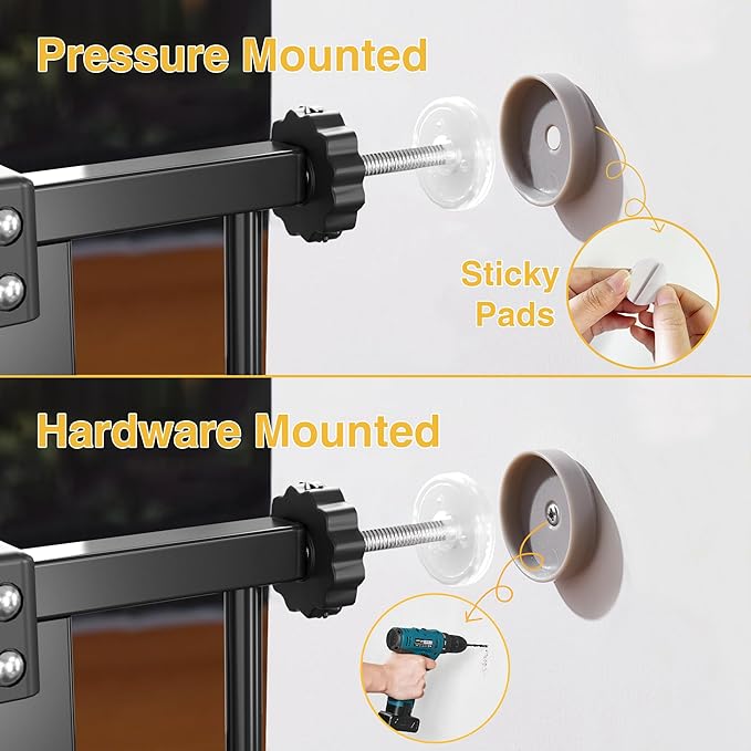 InnoTruth 29.5–40.75" Baby Gate for Stairs, 30" Tall Dog Gates for Doorways & Hallways, Safety Gate for Kids & Pets, Pressure-Mounted Walk-Through with Dual Lock & 2-Way Swing, Black