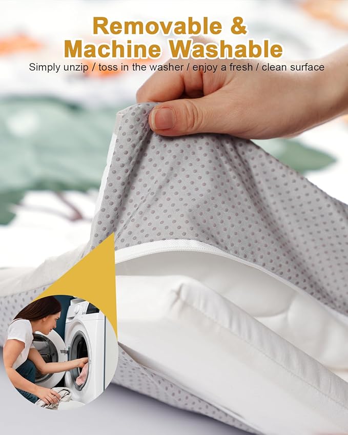 Premium Foam Baby Play Mat 50" x 50" with Removable Cover, Extra Thick Padding Playpen Mat, Non-Slip Floor Mat, Stylish & Easy to Clean for Crawling Baby, Infants & Toddlers, Rainbow