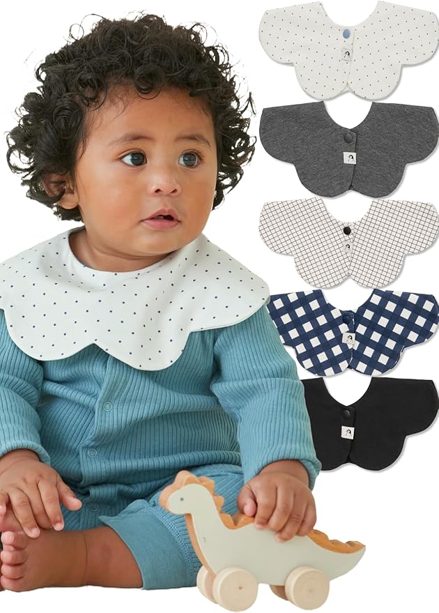 Konny Baby Bibs Set, 360 ° Rotate, Soft and Absorbent Bandana Drooling for Boys Girls baby Essentials
