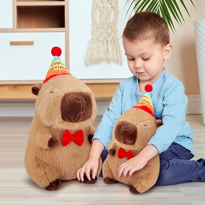 Achwishap Capybara Plush,Cute Plushies Capybara Stuffed Animal,Capybaras Plush Toys,Kawaii Plushie Stuffed Toy with Birthday Hat Plushie Gift for Kids Adults Birthday(Capybara with Birthdays Hat,12”)