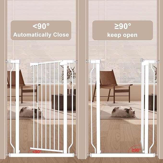 Extra Tall 40.55" Gate, 29.92-33.46" Extra Tall and Wide Dog Gate,Extra Wide Baby Gates Pressure Mounted Walk Through for Doorways,Stairs, Kitchen White