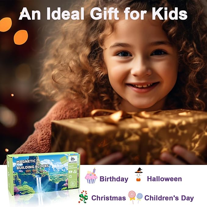 150 PCS Magnetic Building Blocks for Kids, Montessori Magnetic Toys, Build Zombie Island Set, STEM Toddler Sensory Building Blocks for Boys Girls 3 4 5 6 7 8 9 10th Birthday Gift