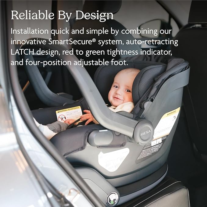 UPPAbaby Mesa V3 Infant Car Seat - Easy Installation + SmartSecure Technology - Attaches to Stroller | Base + Infant Insert Included - Greyson (Charcoal Mélange)