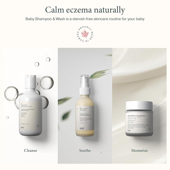 BIRTH SKINCARE Baby Shampoo & Wash - 2-in-1 Gentle Cleansing Aloe Vera & Colloidal Oatmeal Formula for Babies - Soothing, PH-Balanced Baby Body Wash - Free of Parabens, 8oz/ 240ml