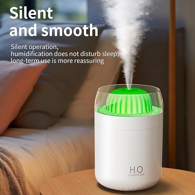 Small Humidifier for Plants, 500ml Cool Mist Desk Humidifier with Night Light, Ball Cactus Mini Humidifiers, Whisper-Quiet Operation, Two Spray Modes, Auto Shut-Off for Bedroom, Babies Room, Travel