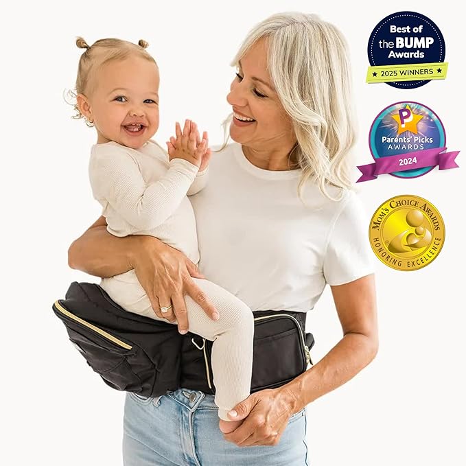 Tushbaby The Original Premium Quality Hip Seat Carrier – Safety-Certified Baby & Toddler Carrier with Secure Safety Buckles, No-Flimsy-Foam Design, Storage Pockets & Nursing Pillow. 0–3 yrs