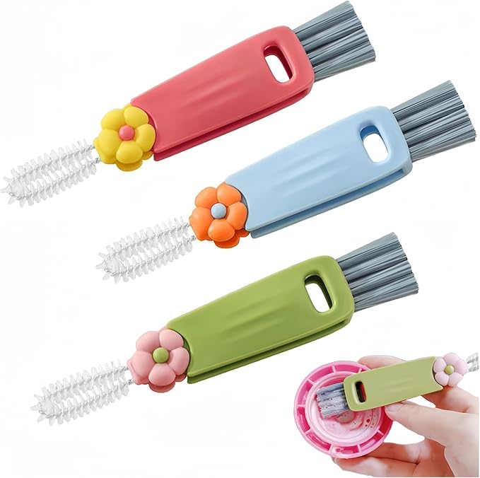 3 in 1 Cup Lid Cleaning Brush, Multifunctional Bottle Cleaning Brush, 2024 New Water Bottle Cleaner Brush, Portable Cup Lid Gap Cleaner, Home Kitchen Crevice Brush Tools (3 PCS)