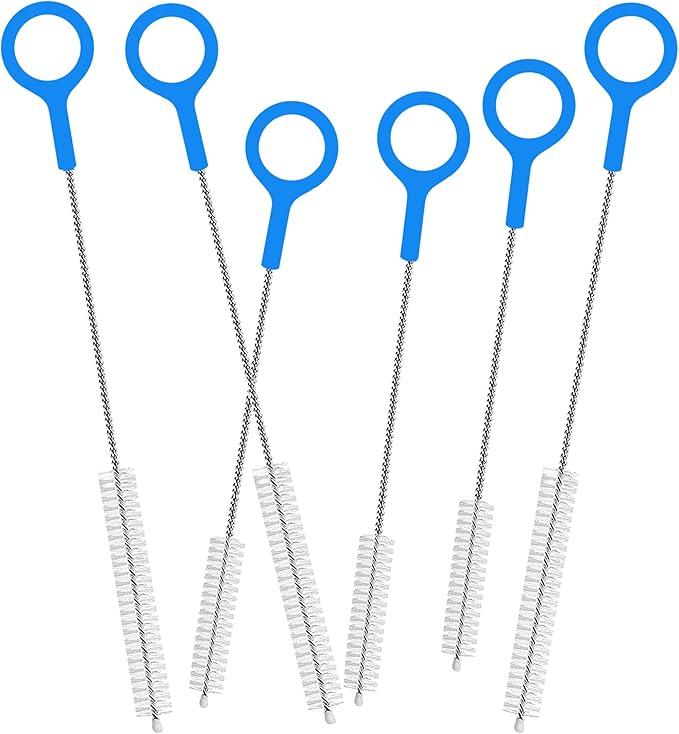 Straw Cleaning Brush 2 Size(12+10 Inch) 12 mm,Straw Cleaner Brush with Steel Wire 3mm Thick, Straw Brush Cleaner with Big Circular Handl for Cleaning Water Bottle, Stanley Cup, Sippy Cups 6-Pack