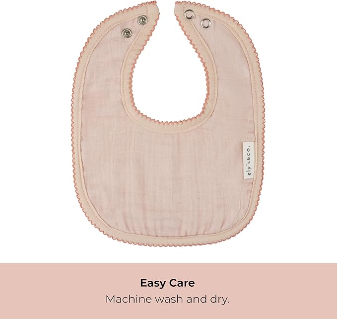 Ely's & Co. 100% Cotton Muslin Bib with Terry lining Soft & Absorbent for Infants, Adjustable Snaps 3 Pack 0-6 Months