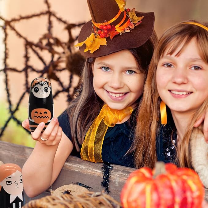 Nesting Dolls Wooden Russian Skull Matryoshka Dolls Gift for Halloween Toddler Kids Boys Girls Toys for Children Christmas Birthday