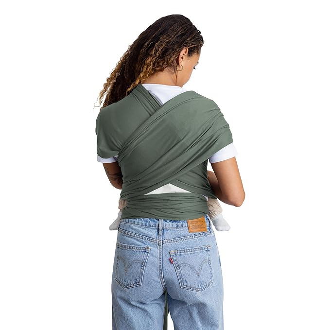 Moby Basics Baby Wrap Carrier for Newborns to Toddlers (8-33lbs), Infant Sling Carrier, Lightweight & Hands Free Design, Adjustable for All Body Types (Spring Basil)