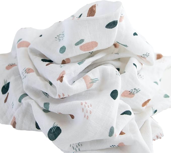 RED ROVR 100% Certified Organic Cotton Muslin Swaddle | Newborn Receiving Blanket | Baby Wrap | Boy, Girl, Unisex | Soft, Lightweight, Breathable | Burping, Nursing | 44" x 44" | Dots & Dashes