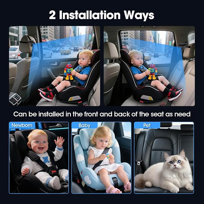 Baby Car Camera 7" AHD Car Baby Monitor with with Apple CarPlay & Android Auto 1080P Car Camera for Baby with Ultra Night Vision 150° Wide Angle, Invisible Infrared Lights【Limited-Time】
