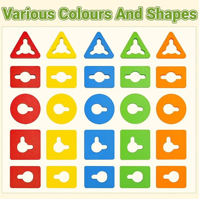 Montessori Wooden Sorting Stacking Toys Color Recognition Shape Sorter Building Blocks Shapes Puzzle for Toddlers 1-3 Fine Motor Educational Toy Sensory Toys for 1 2 3 4 5 Years Old Kids