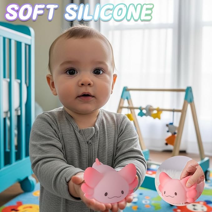 LOVERUIS Axolotl Night Light for Kids Gifts Squishy Nightlight for Kid Room Decor Girls Rechargeable 1/3 Hours Timer Lamp Colorful Cute Lights Toddle Baby (Big Eye)