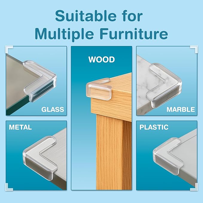 Corner Protector for Baby, Pack of 15 Clear & Transparent Edge Guards for Baby Proofing, Safety Furniture Corner Protectors for Furniture to Prevent Injuries (L Shaped)