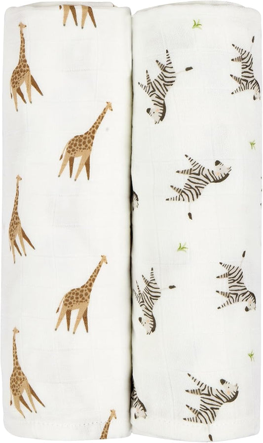 Muslin Baby Swaddle - Breathable Receiving Blankets for Newborn Baby, 70% Viscose derived from Bamboo, 30% Spandex, Imported