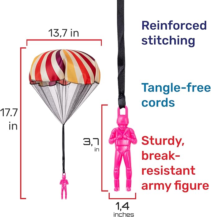NUTTY TOYS Parachute Toys for Kids - Tangle Free Outdoor Flying Parachute Men, Top Indoor & Outside, 3 4 5 6 7 8 9 10 11 12 Year Old, Best Christmas Stocking Stuffers Idea 2025 Unique Boy & Girl Gifts
