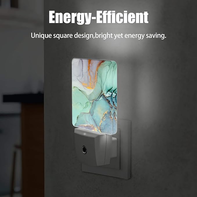 Green Marble Dusk to Dawn Night Light, Auto Sensor Lamp Home Indoor Stairway Kitchen Corridor, Night Lights Plug into Wall Decor, Boys Girls Women Men Room Gifts