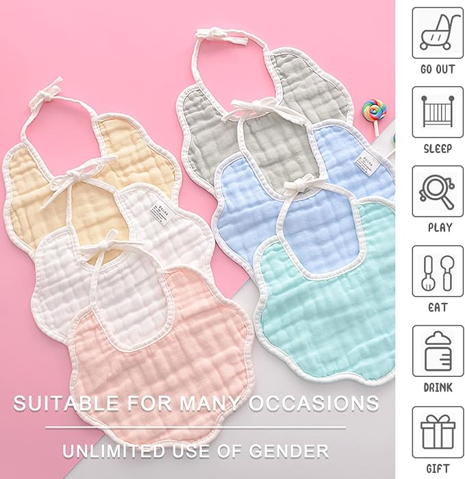 Muslin Baby Bibs for Drooling and Teething Newborn Drool Bibs for Baby Girl Boy