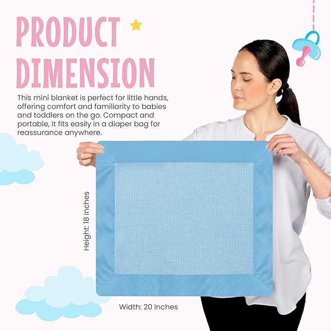 Thermal Waffle Knit Baby Blanket - Soft Breathable Mini Blanket for Newborns and Infants - Toddler Blankey for Strollers, Travel, Naptime, Nursery and More - 18" x 20" (Blue, Nylon Trim)